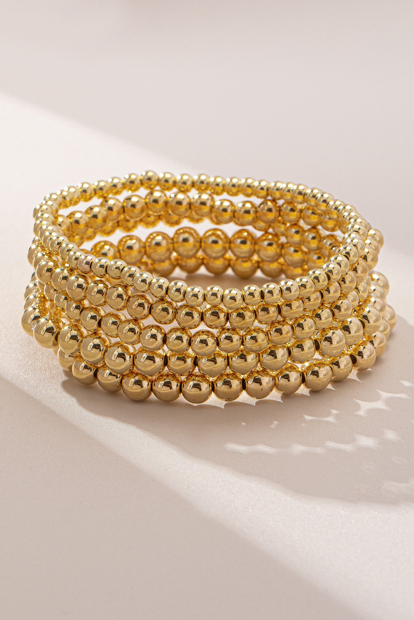 Gold Beaded Bracelet Stack