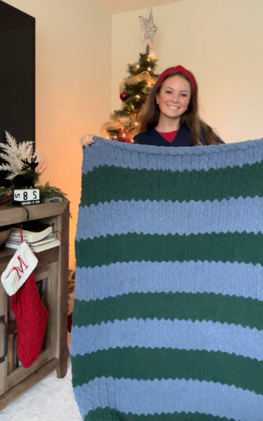 Striped Custom Hand Knit Blankets