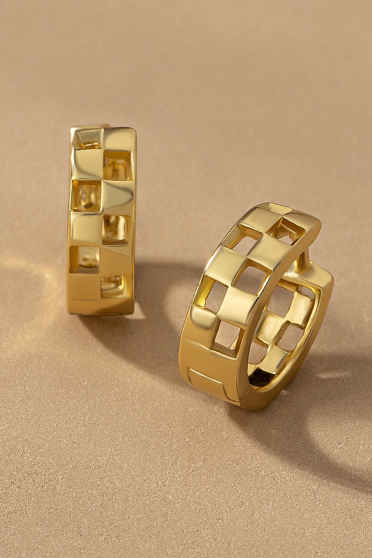 Brass Checkered Hoops