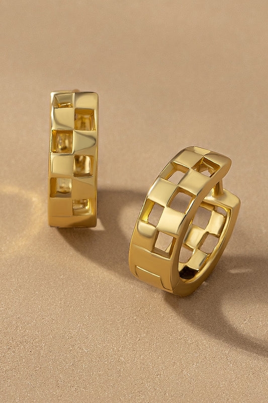 Brass Checkered Hoops