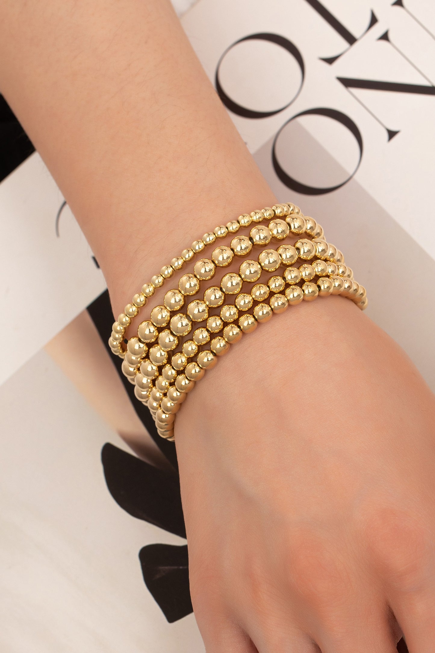 Gold Beaded Bracelet Stack