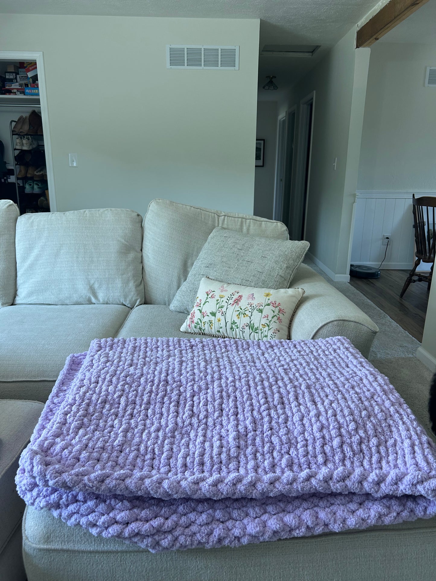 Solid Color Custom Hand Knit Blanket
