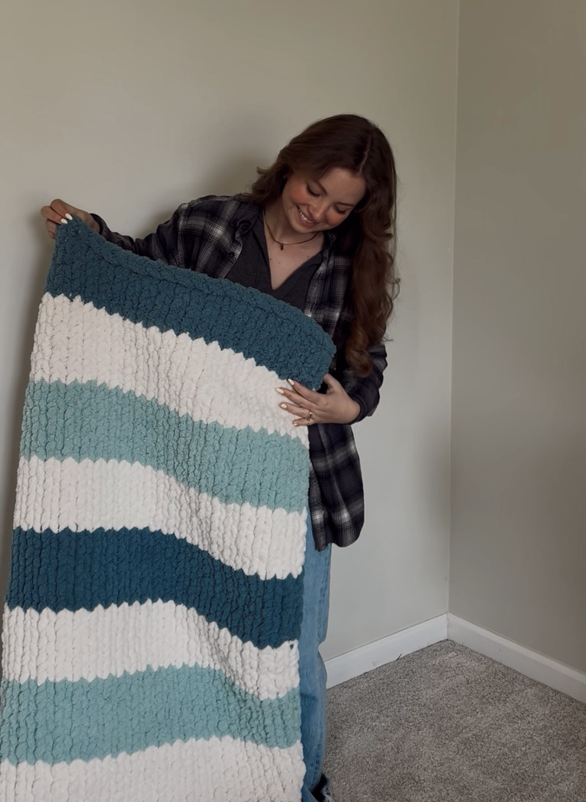 Striped Custom Hand Knit Blankets