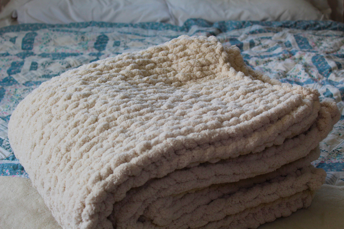 Solid Color Custom Hand Knit Blanket