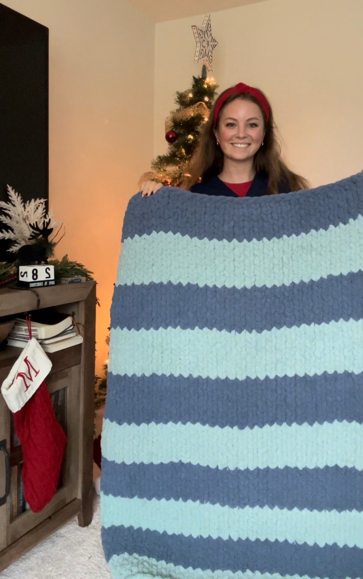 Striped Custom Hand Knit Blankets